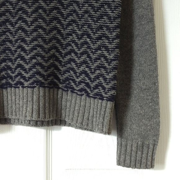 Madewell Merino Wool Reverse Herringbone Knit Crewneck Sweater Gray Navy XS - Picture 8 of 12